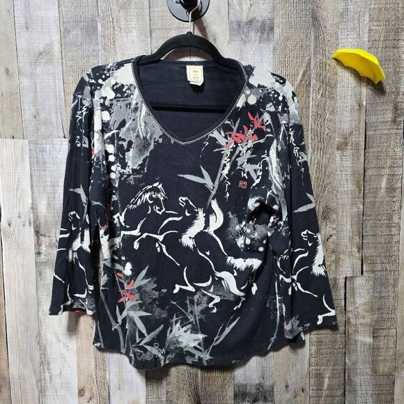 Jess & Jane Vintage Y2K All Over Print Western Horse Tee - Picture 1 of 4